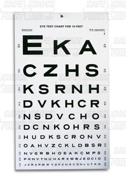 Eye Test Chart, Snellen, Item #04951 - First Aid Kit Express